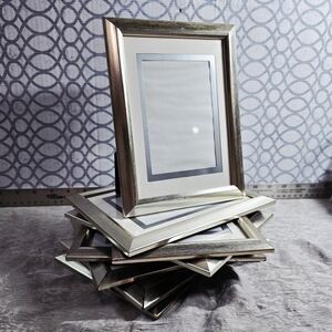 Set of 8 Silver Metallic Photo Frames 4x4 Modern Gallery Wall Tabletop Decor